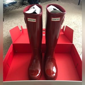 Hunter Boots Original Tall Gloss Military Red size 7